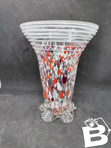 Vase typique style murano avec incrustation de couleur en bon etat