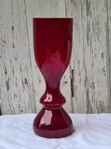 Vase Verre Bullé Rouge Rubis Stefan Sadowski Pologne
