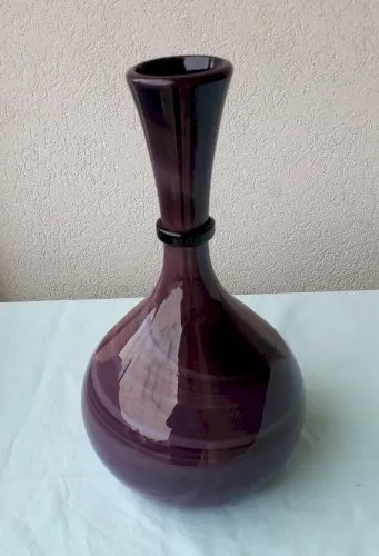 Vase verre mauve