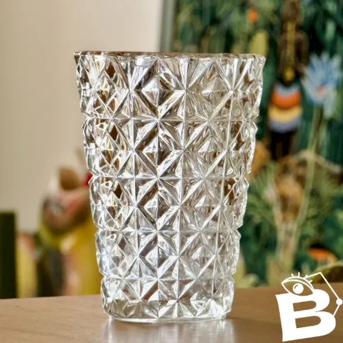Vase vintage en verre pressé 1960