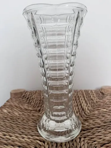 Vase vintage en verre transparent