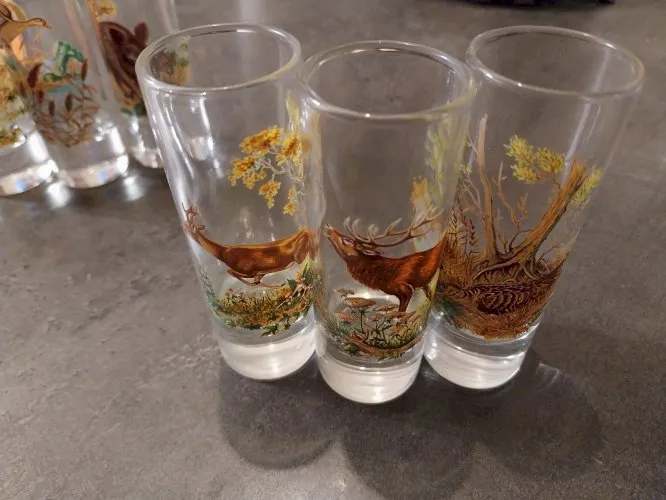 Verre à Shot pour chasseurs motifs annimaux de la nature