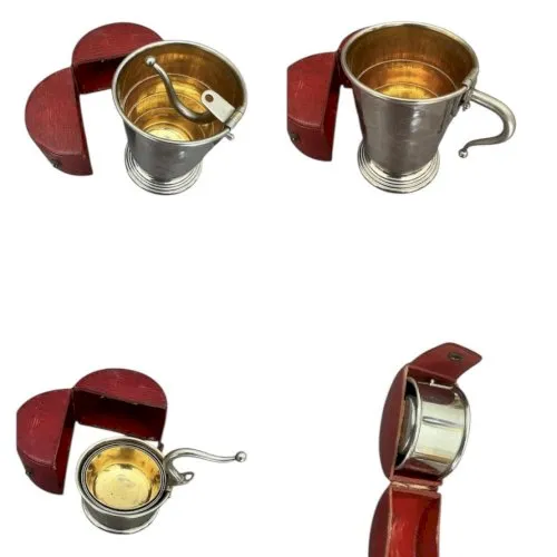 Verre Metal Rétractable 19 Eme Siècle-gobelet De Voyage-objet de vitrine, collec