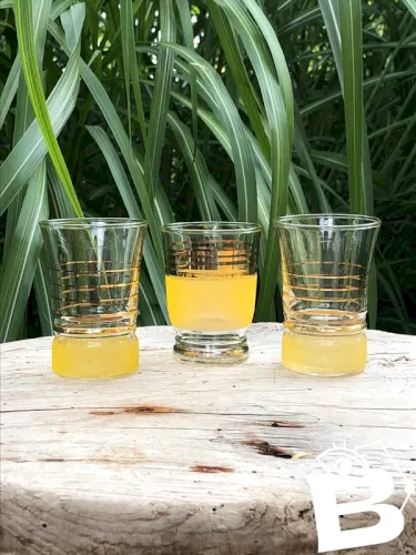 Verres à digestif vintage en verre granité jaune