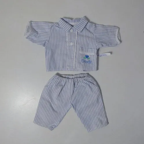 vêtement vintage pour poupée Corolle: pyjama rayé bleu et blanc