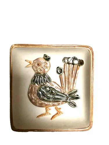 vide poche coupelle en grès à décor de volatile oiseau DLG de Vallauris