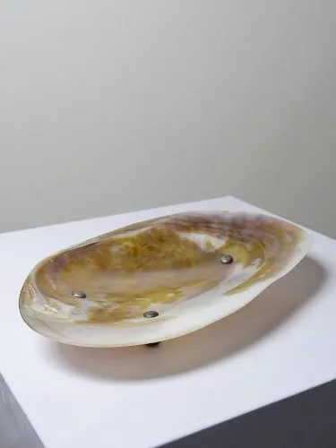 Vide poche coupelle en nacre ancien tripode pieds en métal argenté