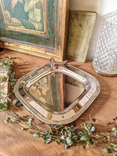 Vide poche en métal argenté, 1960, modèle cygne