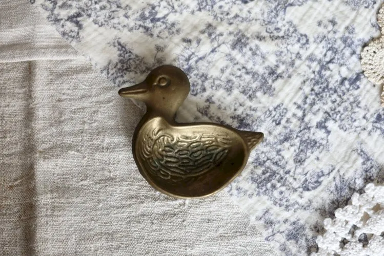 Vide-poche vintage canard en laiton