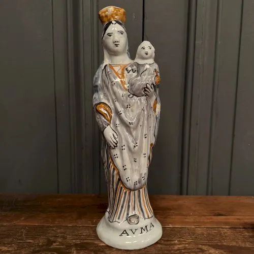 Vierge à l'Enfant en faïence XVIIIe marquage AVMA L9234