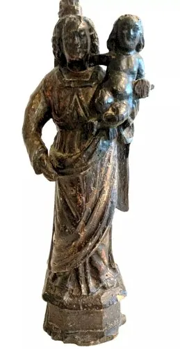 Vierge a l'enfant Jesusen bois sculpté et patiné XVIII siècle