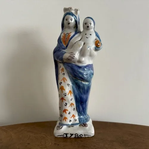 Vierge d'accouchée à l'Enfant en faïence XVIIIe 1780 M3499