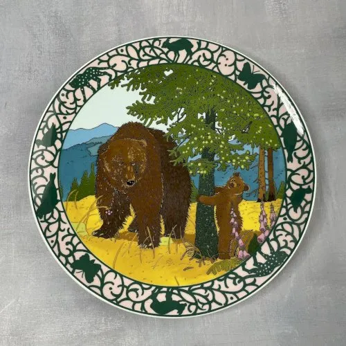 VILLEROY & BOCH Assiette WWF 1986 "S.O.S. NATUR" par Karin Blume ours brun
