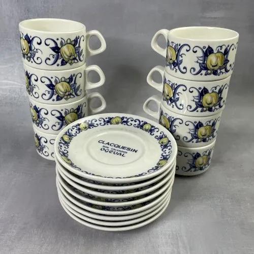 VILLEROY & BOCH modèle CADIZ : 8 tasses à café expresso et soucoupes Clacquesin