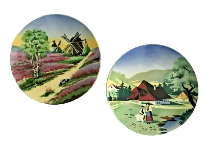 Villeroy & Boch Saar Basin paire d 'assiettes décorative bateau Moulin campagne