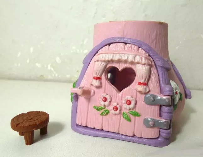 Vintage 1978 Smurf schtroumpfette Champignon maison rose Schleich Peyo incomplet