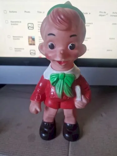 Vintage ancien pouet pouet figurine Pinocchio annee 60 jouet trompette Lutin
