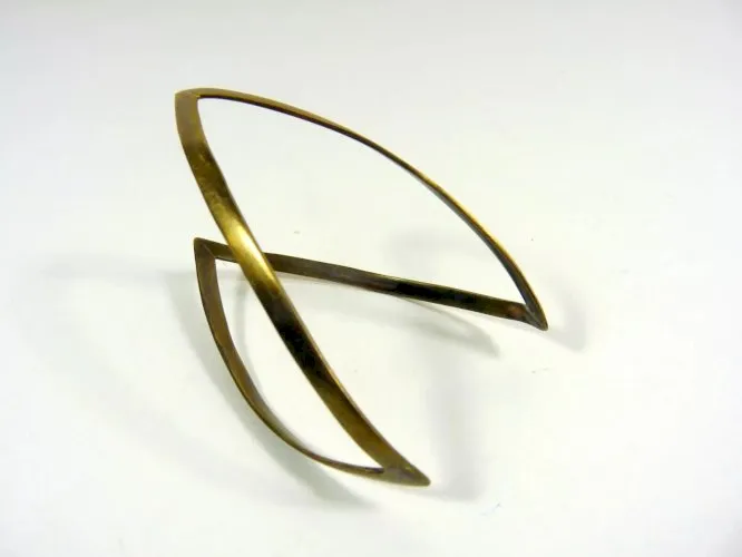 Vintage jonc bracelet esclave en laiton zigzag P - 17,8 grs.