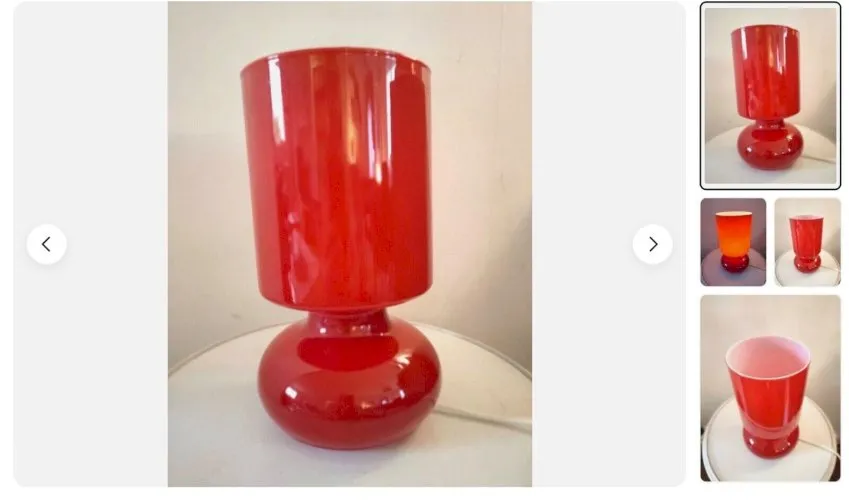 VINTAGE LAMPE IKEA-LYKTA-DESIGN 80-ROUGE -VERRE