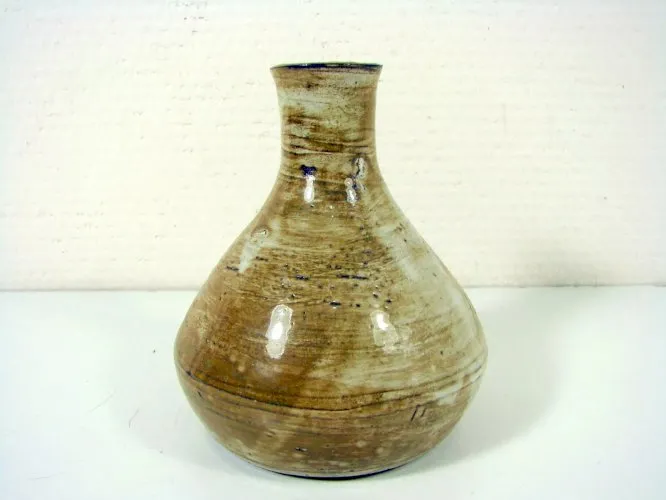 Vintage Petit Vase Ecole Carries Puisaye XX° signé Brigitte Sabatier