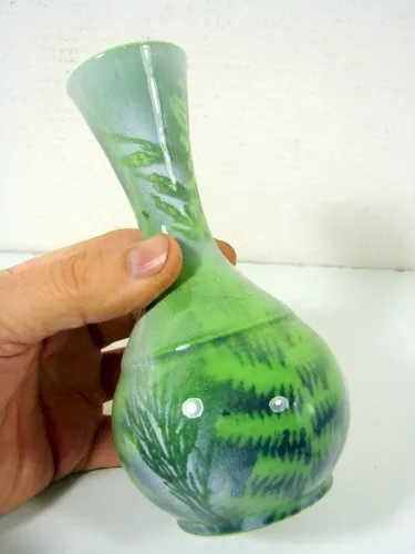 Vintage Petit Vase en gres emaillé peint signé La Poudriere Bonifacio Corse