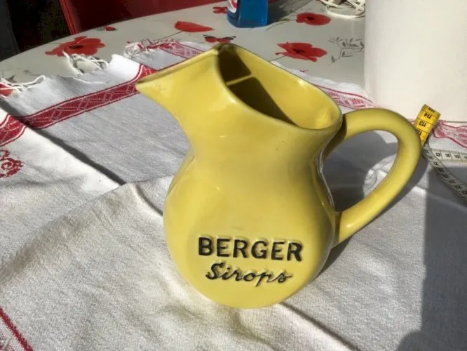 Vintage PICHET BERGER Sirops jaune France 18 cm Publicitaire Bistrot Retro