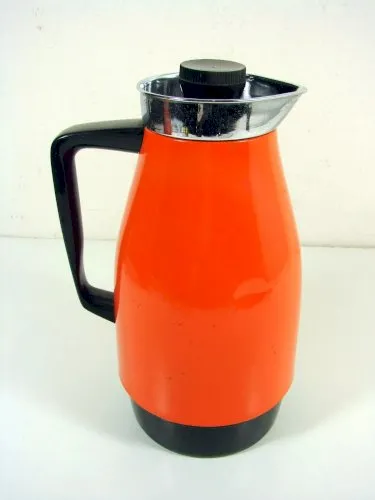 Vintage Thermos Café Orange et Noir H - 26 cm, TBE
