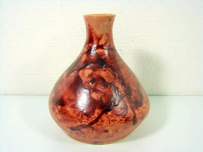 Vintage Vase Bordeaux Ecole Carries Puisaye XX° signé Brigitte Sabatier
