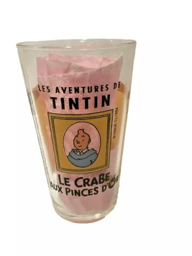 vintage - verre tintin "le crabe aux pinces d' or " édition 1994 hergé