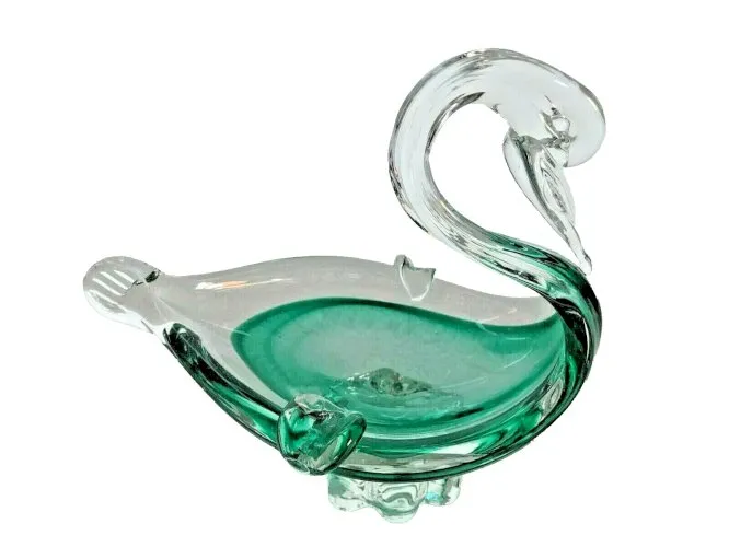 vintage/rétro cendrier déco cygne Murano? année 60 verre allongé