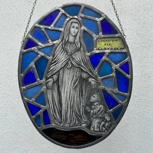 Vitrail Vierge XIXe Posuerunt Me Custodem A5684