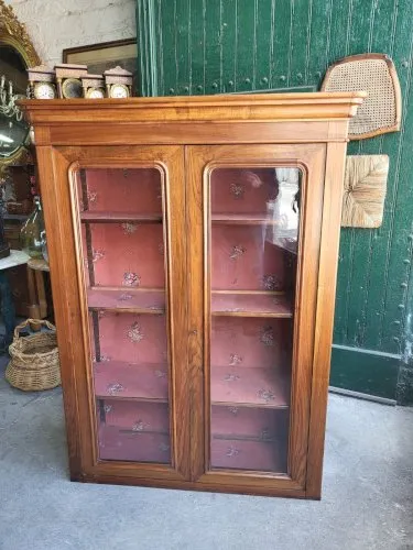 VITRINE BIBLIOHEQUE LOUIS PHILIPPE EN NOYER DU XIX ème SIECLE