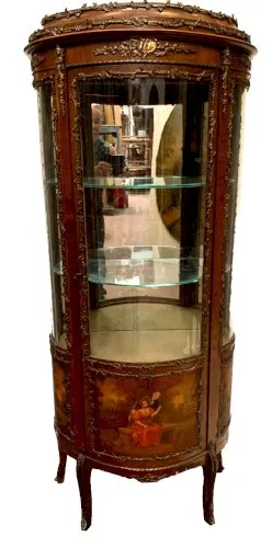 Vitrine Napoléon III en demi lune a décor " Vernis Martin " XIX siècle