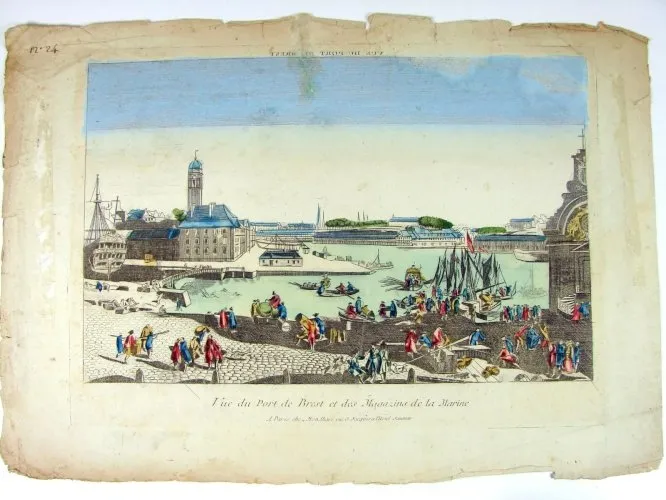 Vue d'Optique Couleurs XVIII° VUE DU PORT DE BREST chez Mondhare Paris