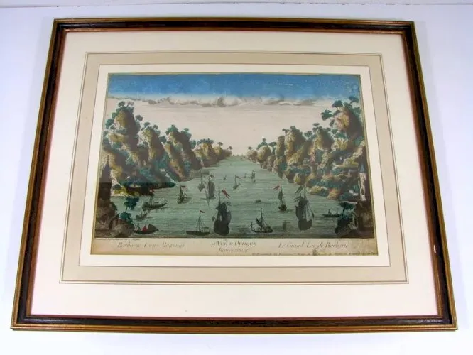 Vue d'Optique XVIII° LE GRAND LAC DE BARBARIE, Cadre TBE