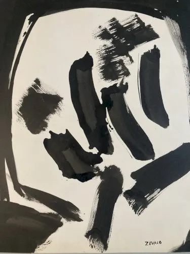 Xavier Zevaco – Gouache et Huile sur Papier – 65x50 cm Abstraction Lyrique Art