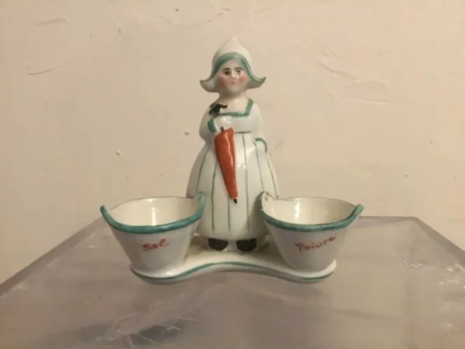 yd Ancienne salière poivrière porcelaine dlg Camille THARAUD LIMOGES ART DECO