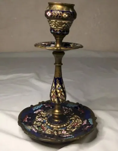 yd Bougeoir XIX°En Bronze Cloisonné Emaillé, dlg Ferdinand Barbedienne ......