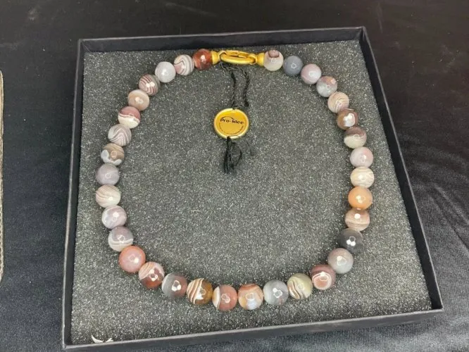 yd collier en agates du Botswana fermoir argent vermeil