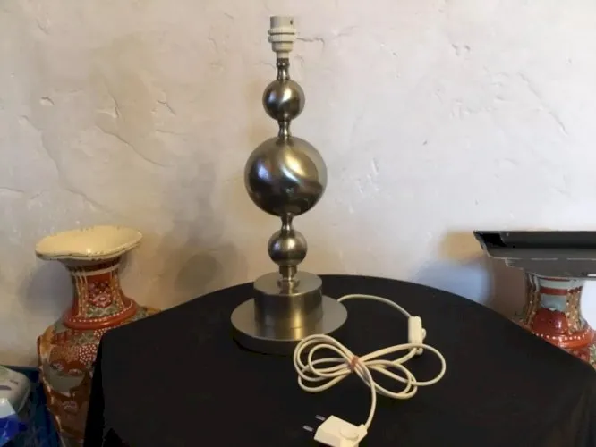 yd Pied de lampe en métal chromé brossé DLG Barbier …..1970 vintage