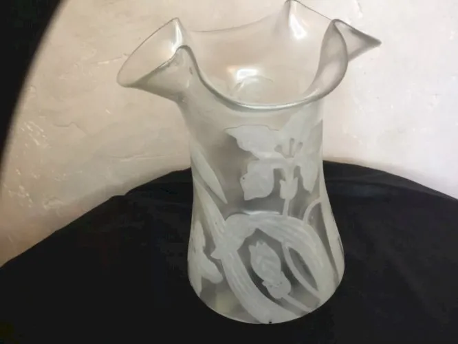 ydglobe tulipe abat jour cristal décor floral en camée dégagé à lacide +20cm